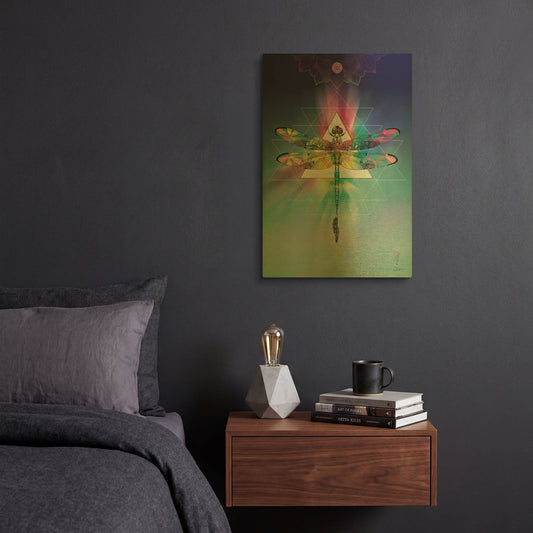 'Cosmic Dragonfly' By Karin Roberts Gold Metal Wall Art