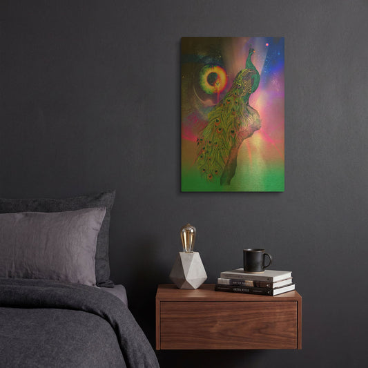 'Cosmic Peacock' By Karin Roberts Gold Metal Wall Art