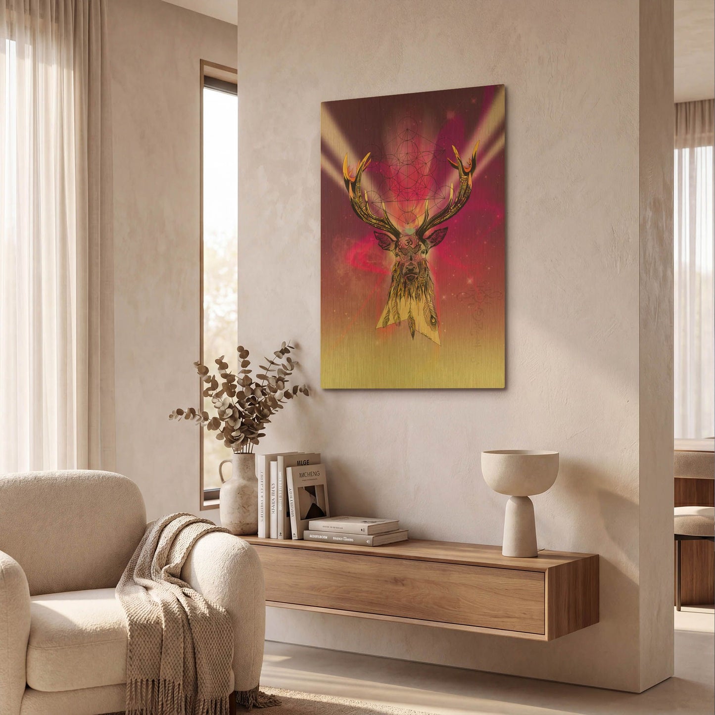 'Cosmic Stag' By Karin Roberts Gold Metal Wall Art