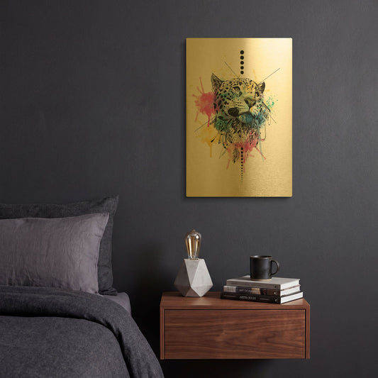 'Leopard' By Karin Roberts Gold Metal Wall Art