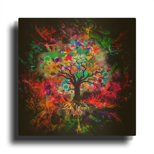 'Kaleidoscope Tree Black' By Valentyn Artemenko Gold Metal Wall Art