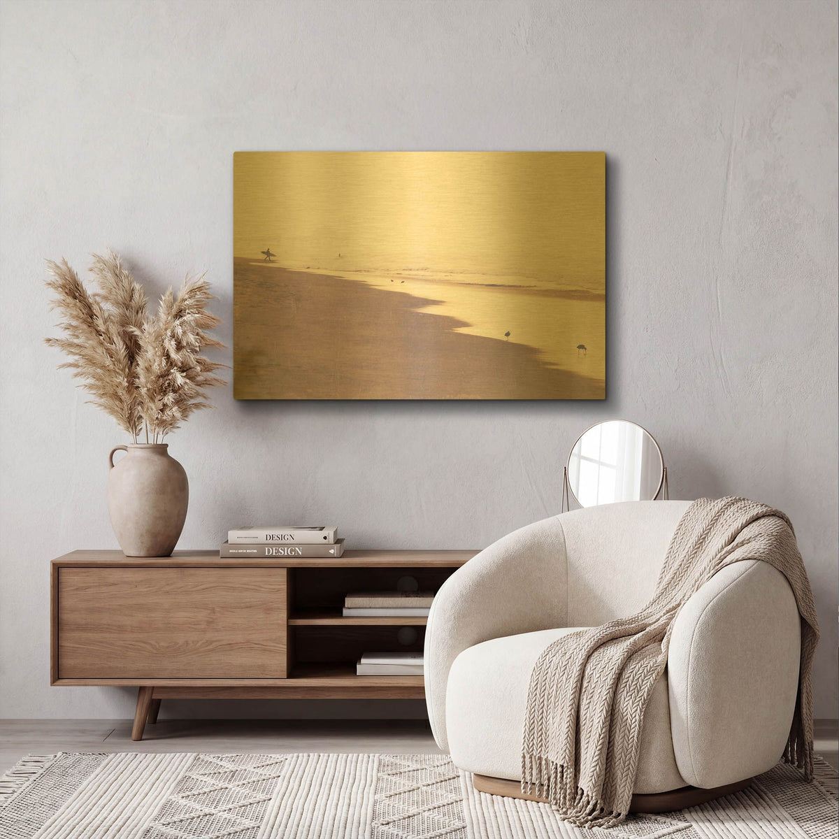 'October Swim' By Myan Soffia Gold Metal Wall Art