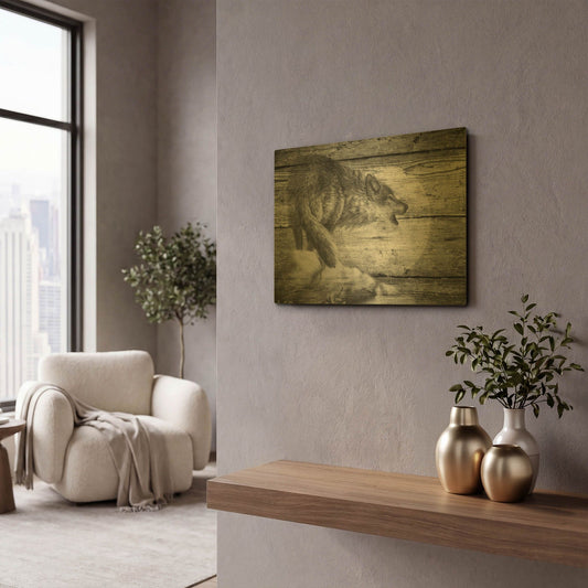 'Woodgrain Antiques 01' By Gordon Semmens Gold Metal Wall Art