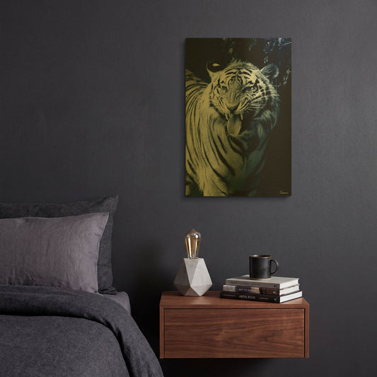 'White Tiger 2' By Gordon Semmens Gold Metal Wall Art