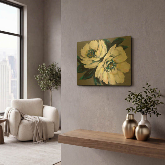 'Peonies' By Jeanette Vertentes Gold Metal Wall Art