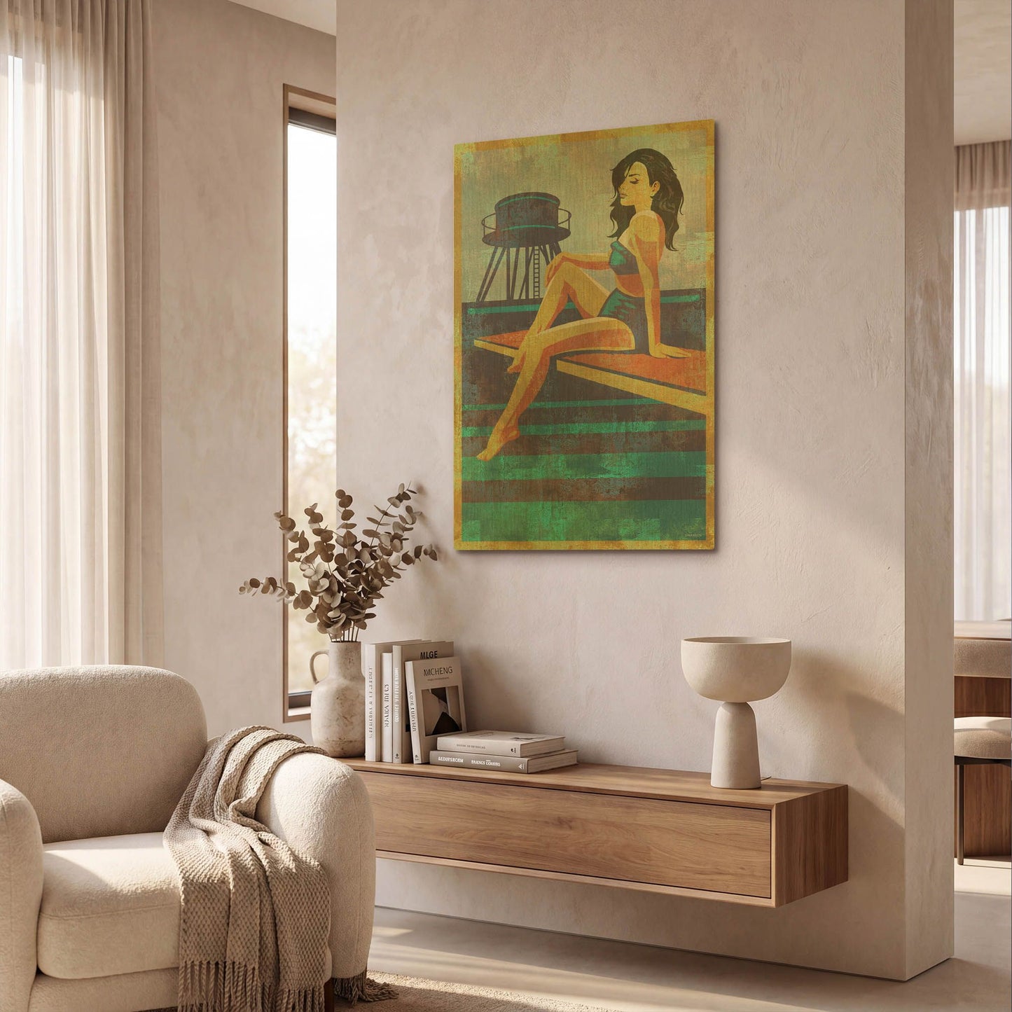 'Diving Belle' By Greg Simanson Gold Metal Wall Art
