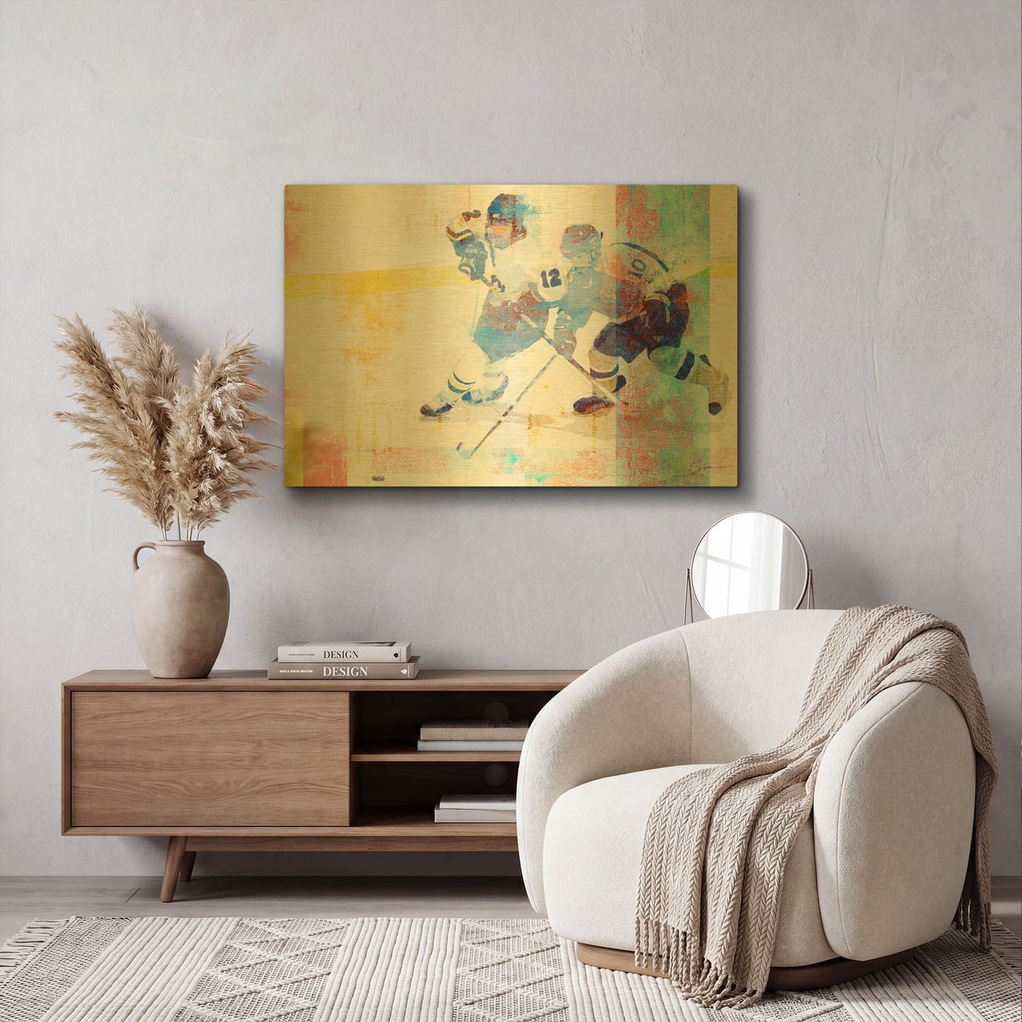 'Hockey' By Greg Simanson Gold Metal Wall Art