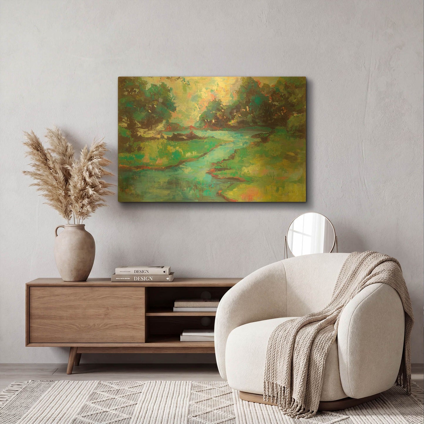 'Landscape in the Park' By Jeanette Vertentes Gold Metal Wall Art