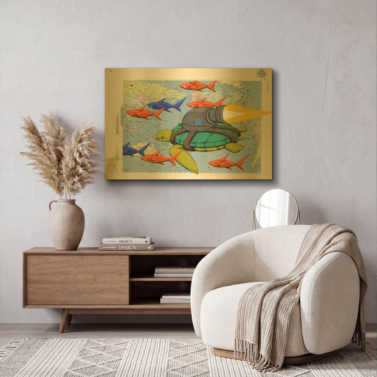 'Making Good Time' By Ric Stultz Gold Metal Wall Art
