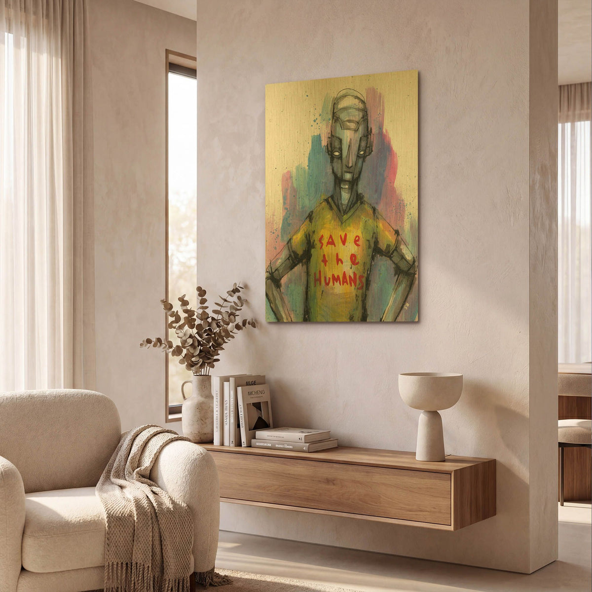 'Save The Humans' By Ric Stultz Gold Metal Wall Art