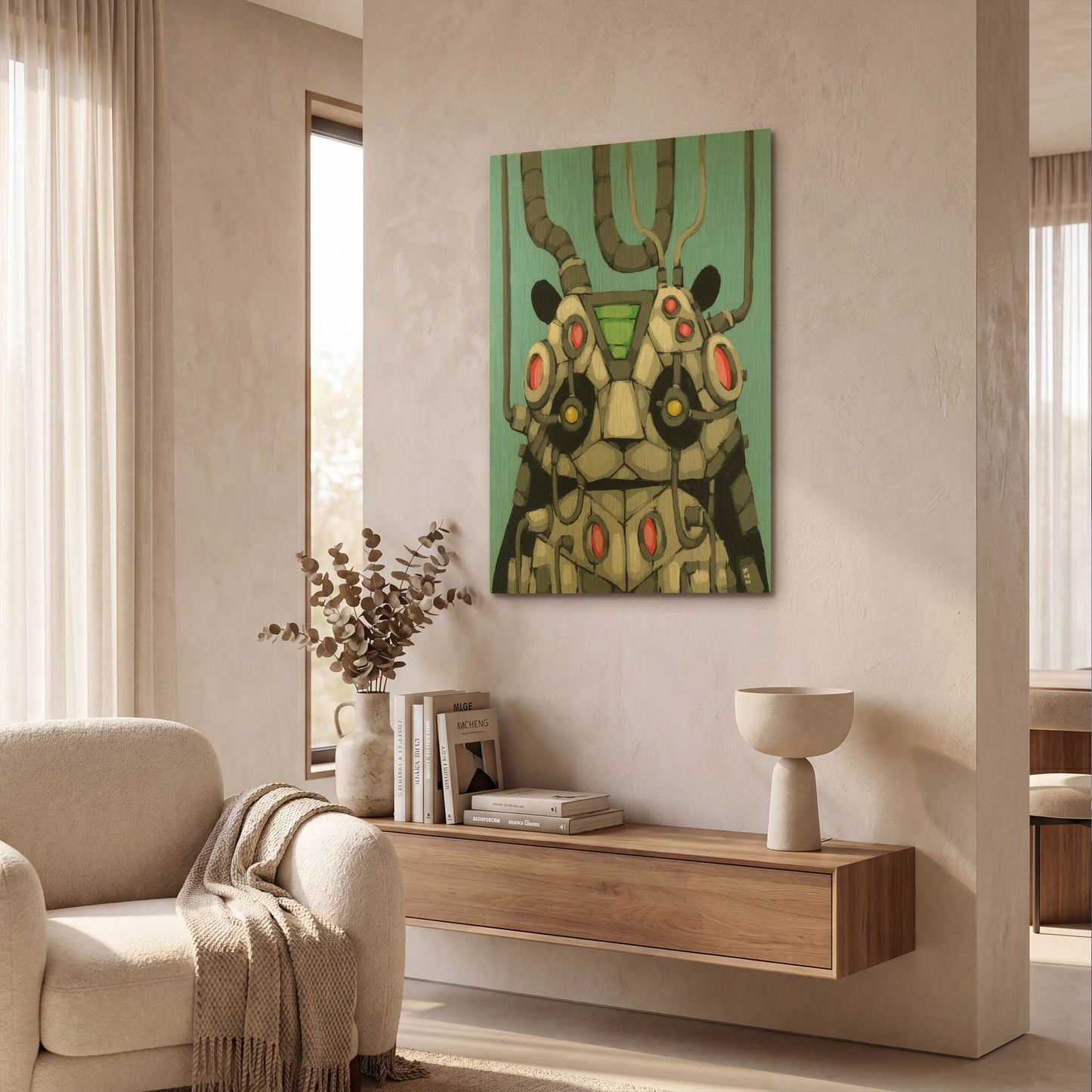 'Pandabot' By Ric Stultz Gold Metal Wall Art