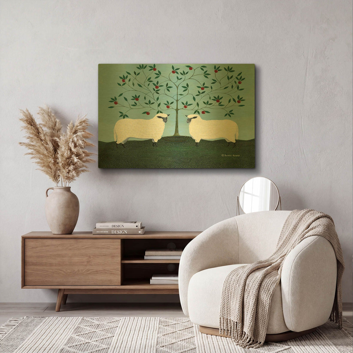 'Orchard Sheep' By Susan Henke Fine Art Gold Metal Wall Art