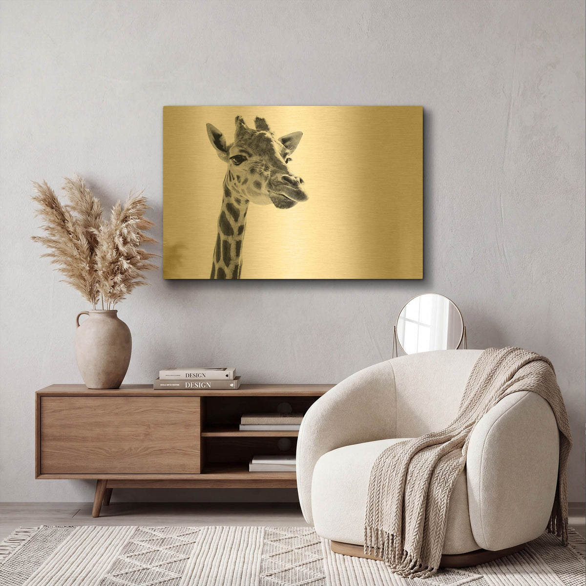 'Giraffe Expressionism' By SD Smart Gold Metal Wall Art