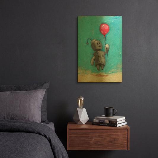 'Bot Balloon' By Craig Snodgrass Gold Metal Wall Art
