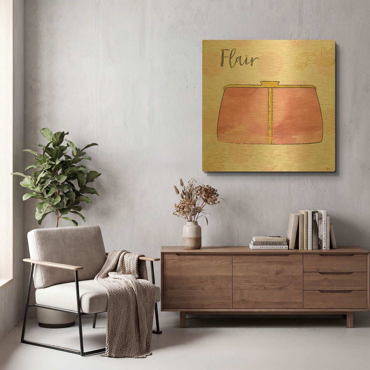 'Fashion Blooms II Pink' By Jess Aiken Gold Metal Wall Art