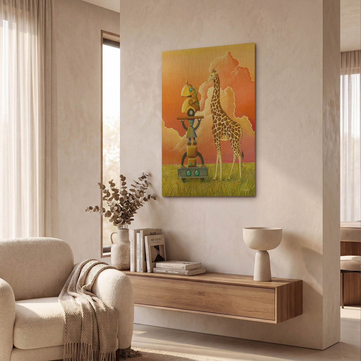 'Robots On Safari' By Cindy Thornton Gold Metal Wall Art