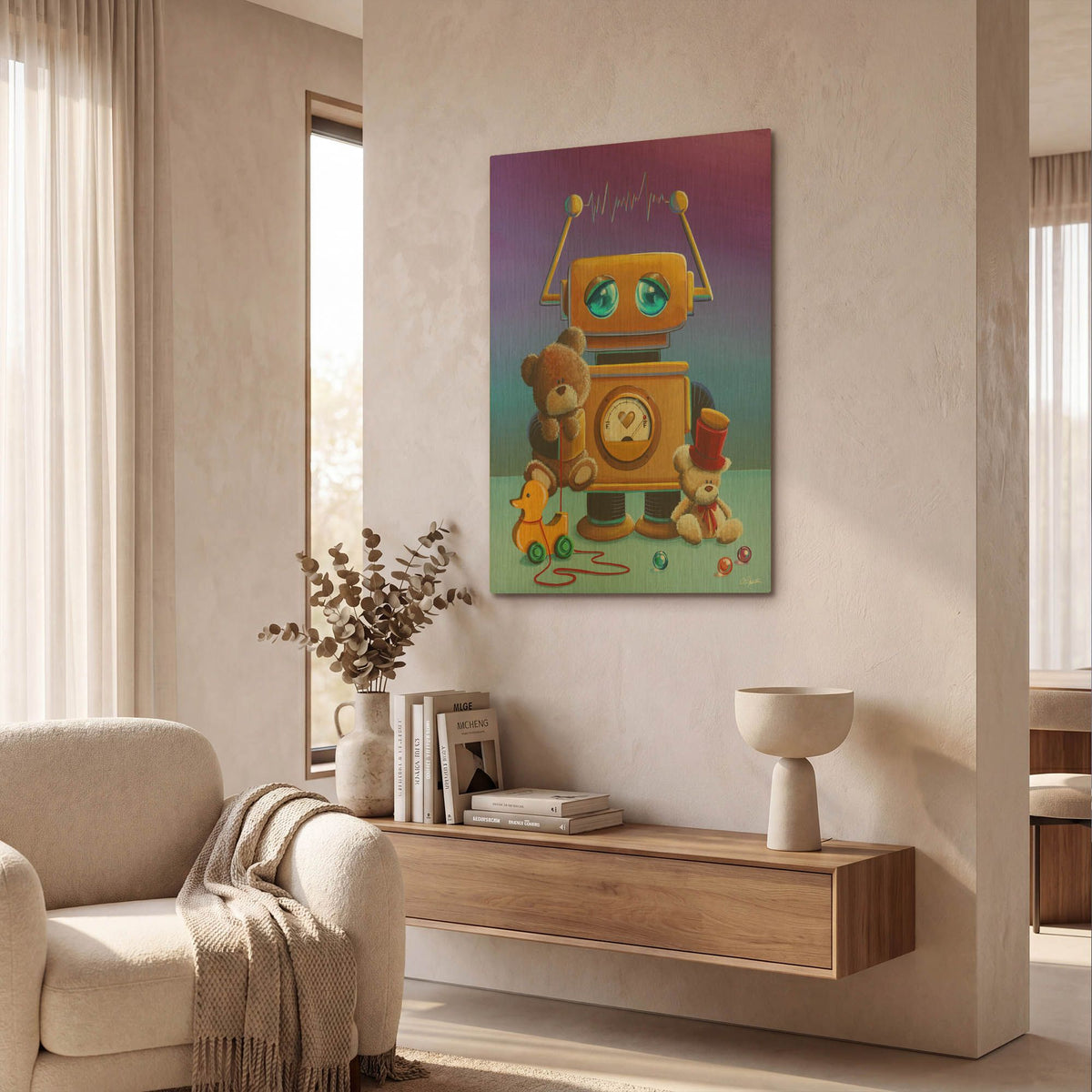 'The Toy Robot' By Cindy Thornton Gold Metal Wall Art