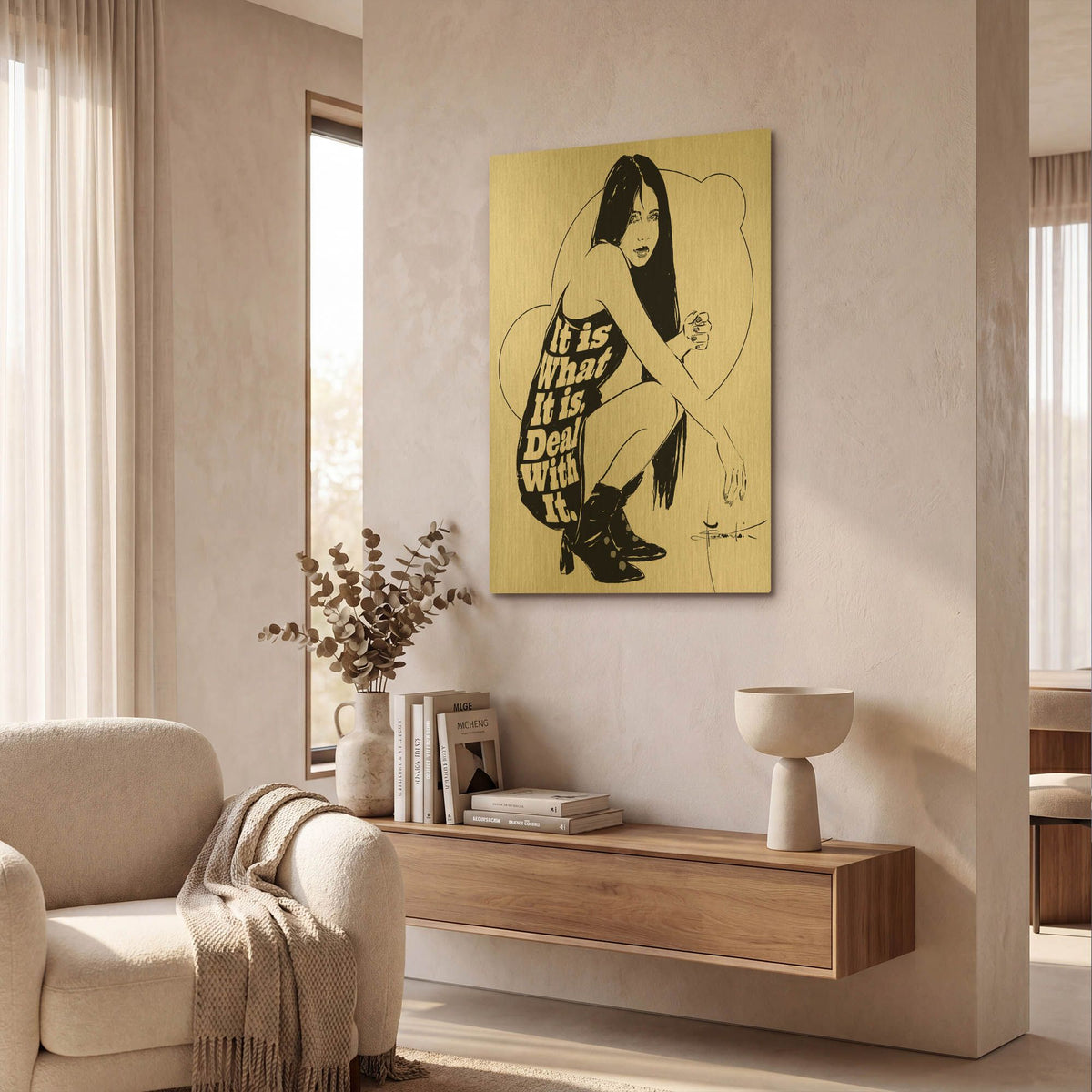 'It Is' By TM Borenstein Gold Metal Wall Art