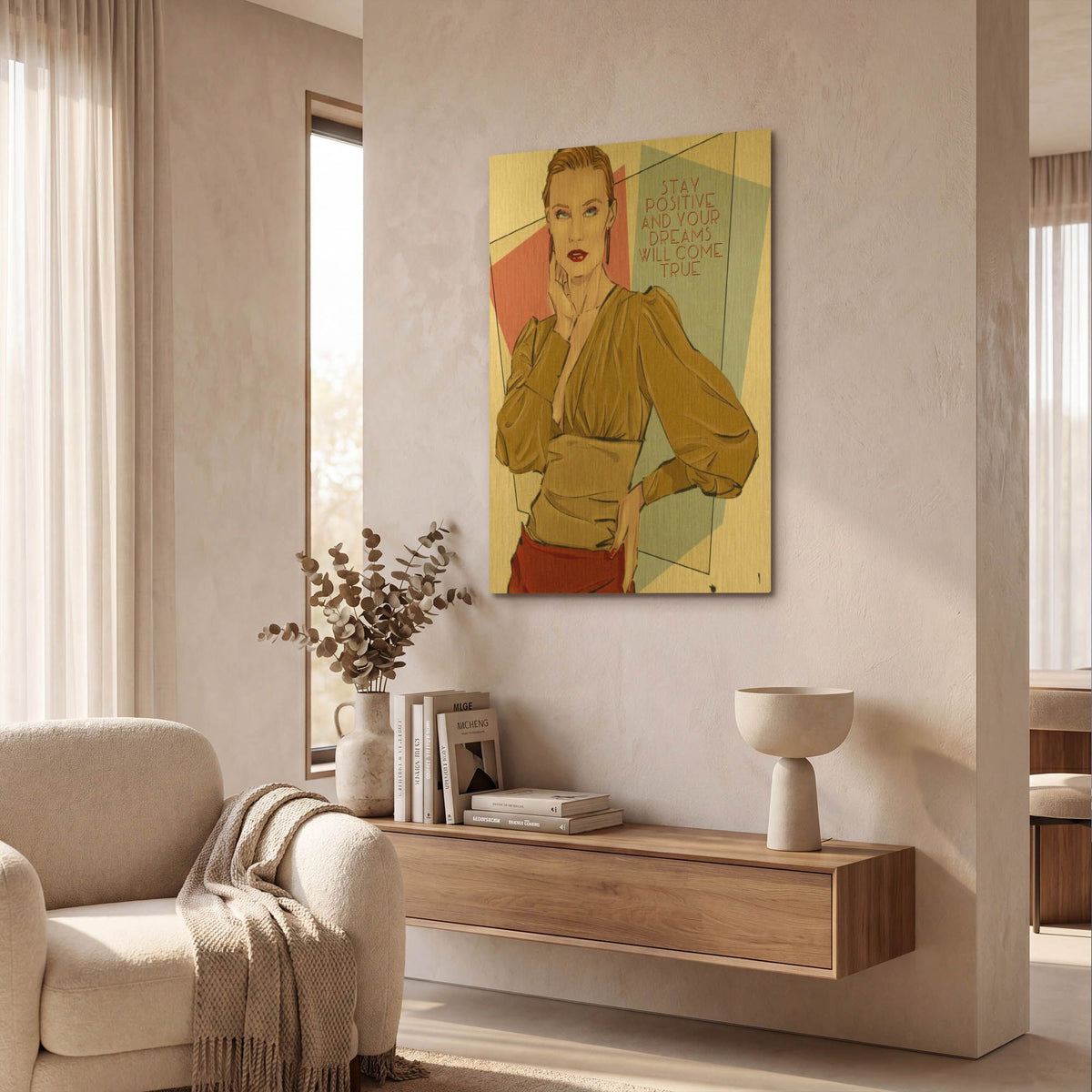'49 Stay Positive' By TM Borenstein Gold Metal Wall Art