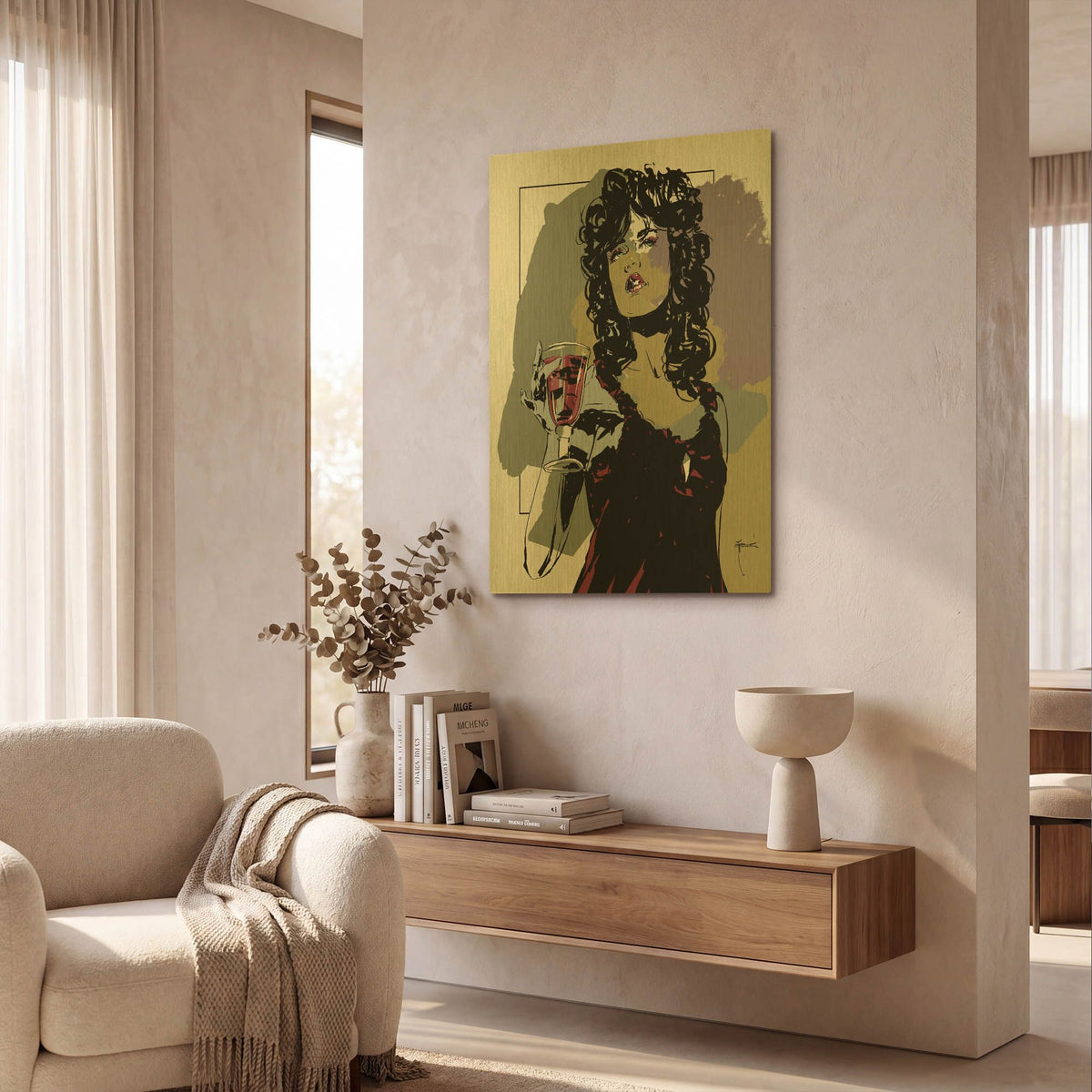 'Cheers To You' By TM Borenstein Gold Metal Wall Art