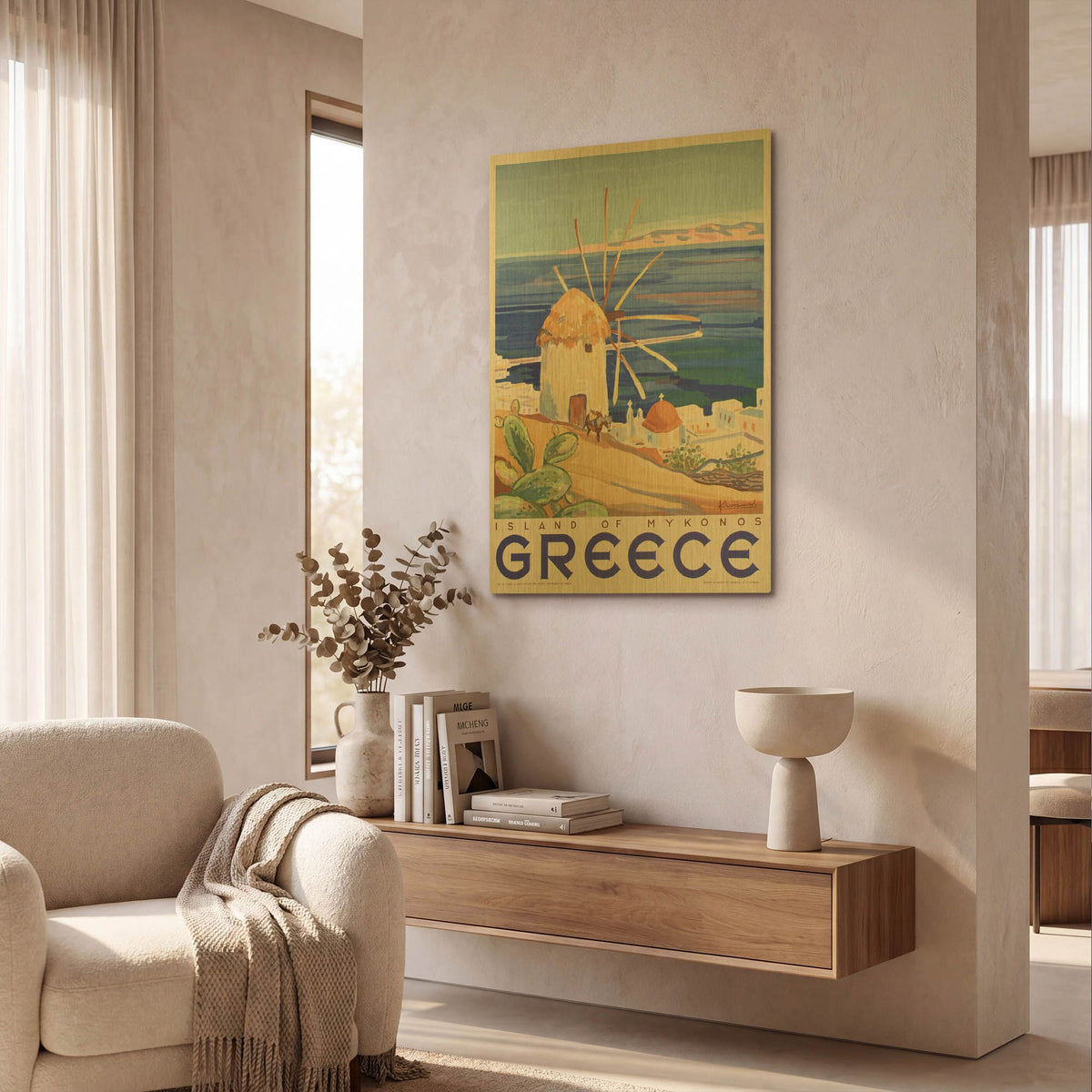 'Mykonos Greece' By Vintage Posters Gold Metal Wall Art