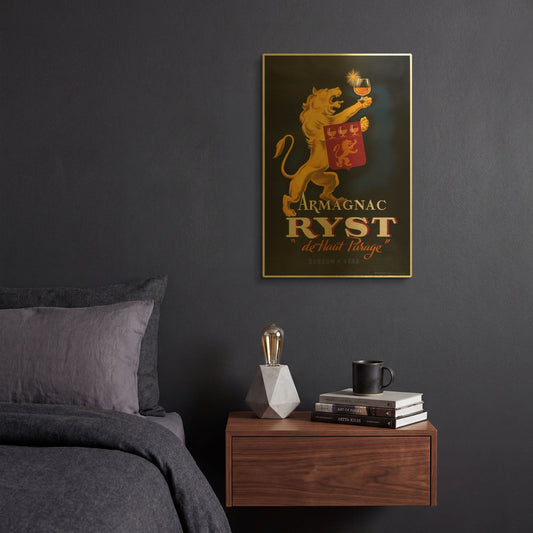 'Armagnac Ryst Lion' By Vintage Posters Gold Metal Wall Art