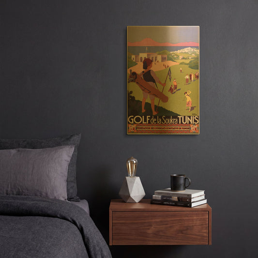 'Golf De La Soukra Tunis' By Vintage Posters Gold Metal Wall Art