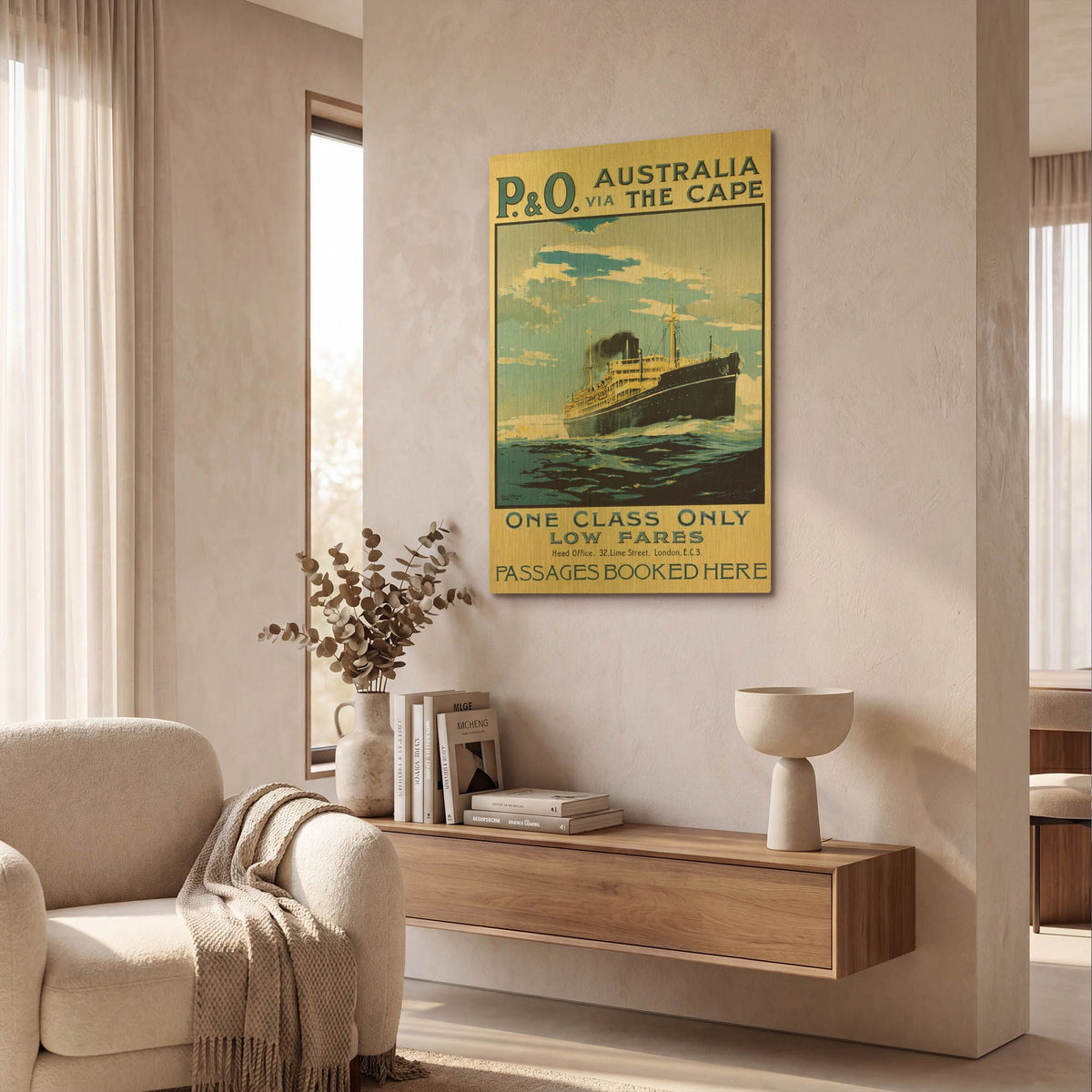 'P. & O. Australia Via The Cape' By Vintage Posters Gold Metal Wall Art