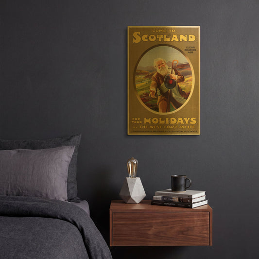 'Come To Scotland' By Vintage Posters Gold Metal Wall Art