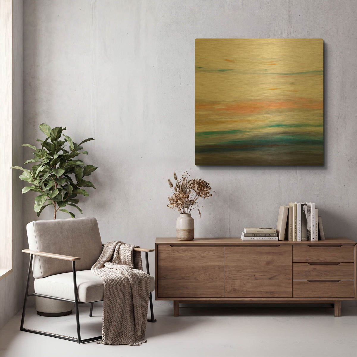 'Sunset 70' By Hilary Winfield Gold Metal Wall Art