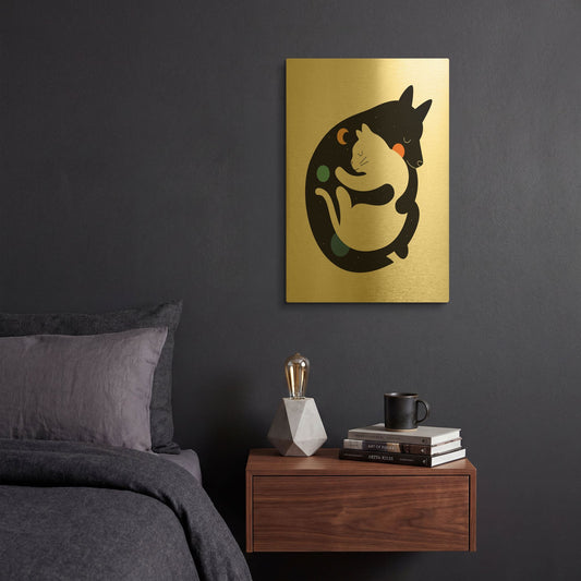 'More Hugs Less Fights' By Andy Westface Gold Metal Wall Art