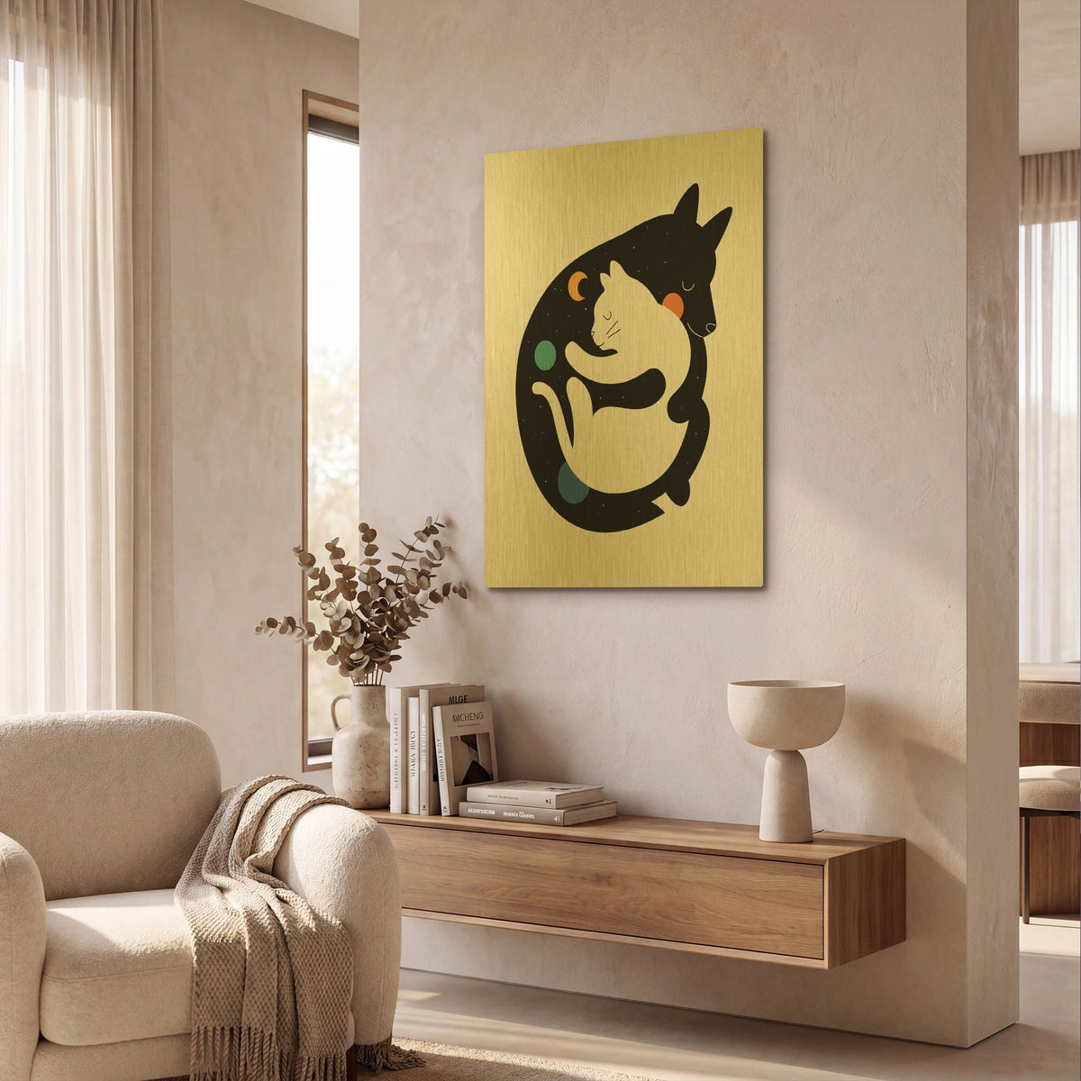'More Hugs Less Fights' By Andy Westface Gold Metal Wall Art
