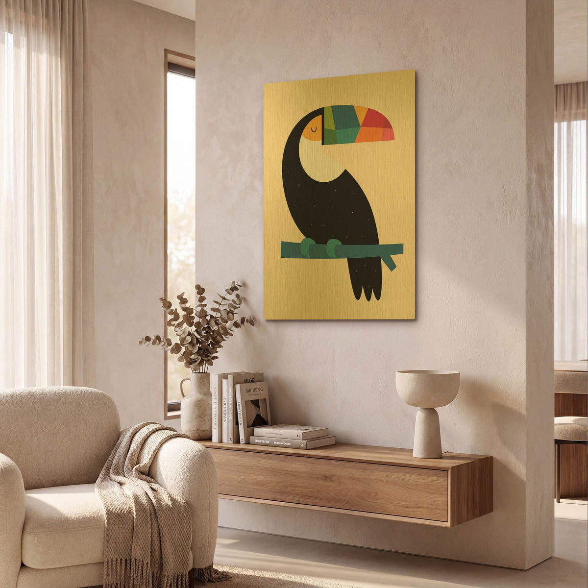 'Rainbow Toucan' By Andy Westface Gold Metal Wall Art