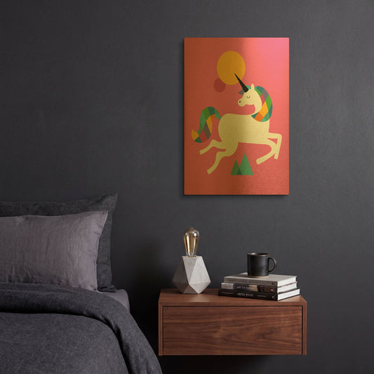 'To Be A Unicorn' By Andy Westface Gold Metal Wall Art