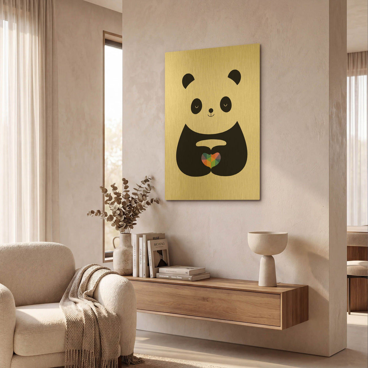 'Panda Love' By Andy Westface Gold Metal Wall Art