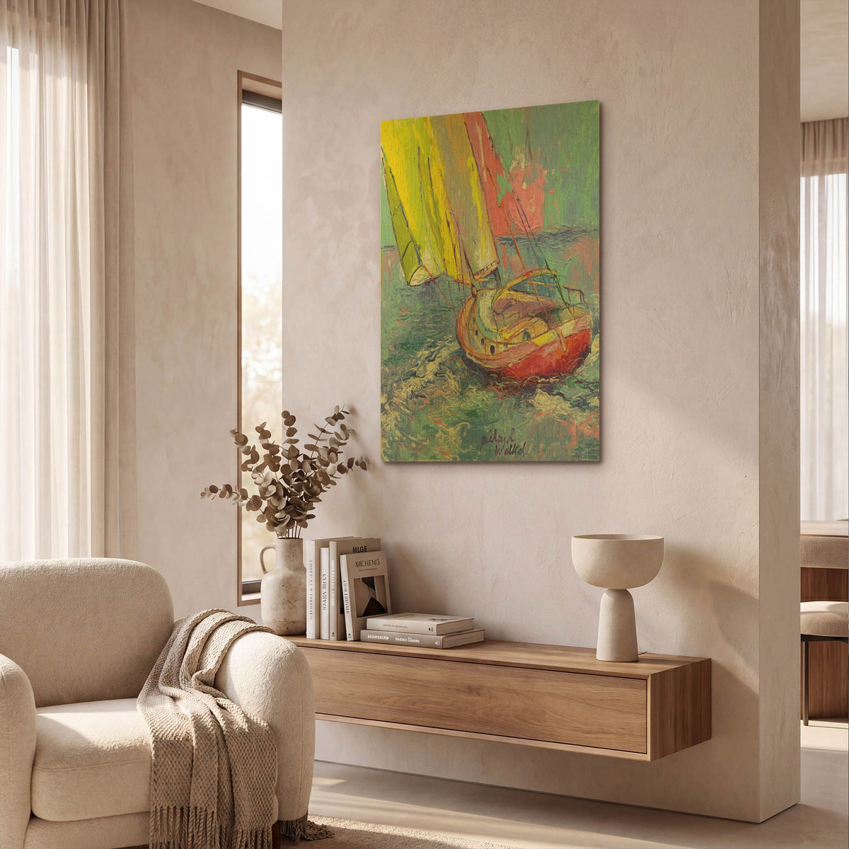 'Sailboat' By Richard Wallich Gold Metal Wall Art