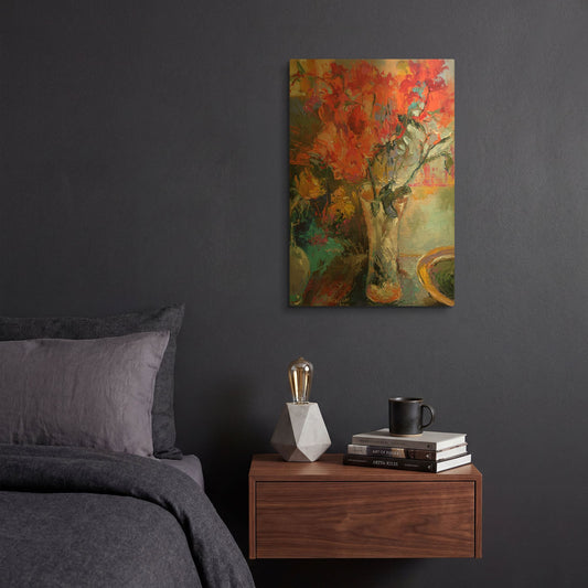 'Flowers In Vase' By Richard Wallich Gold Metal Wall Art