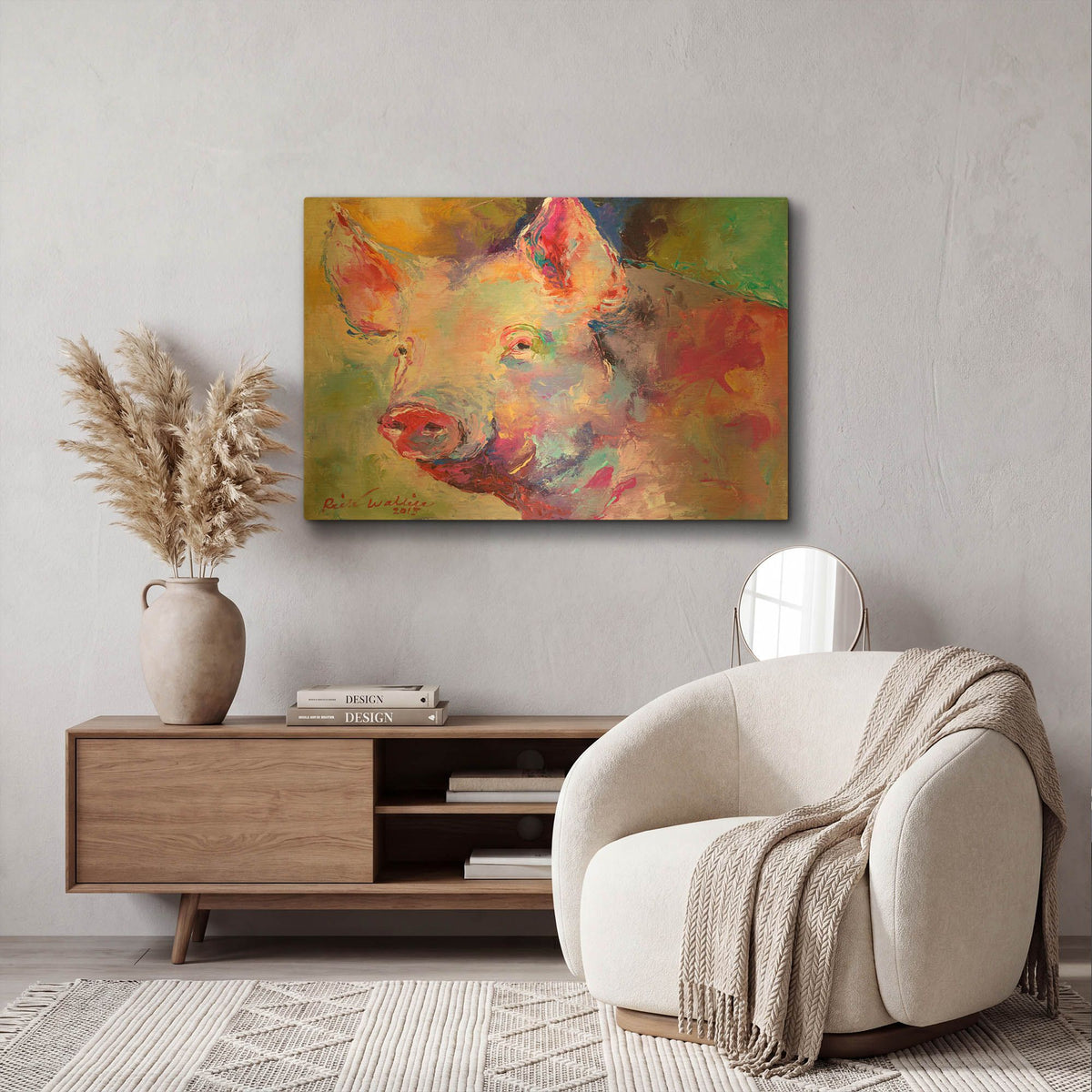 'Piggy' By Richard Wallich Gold Metal Wall Art