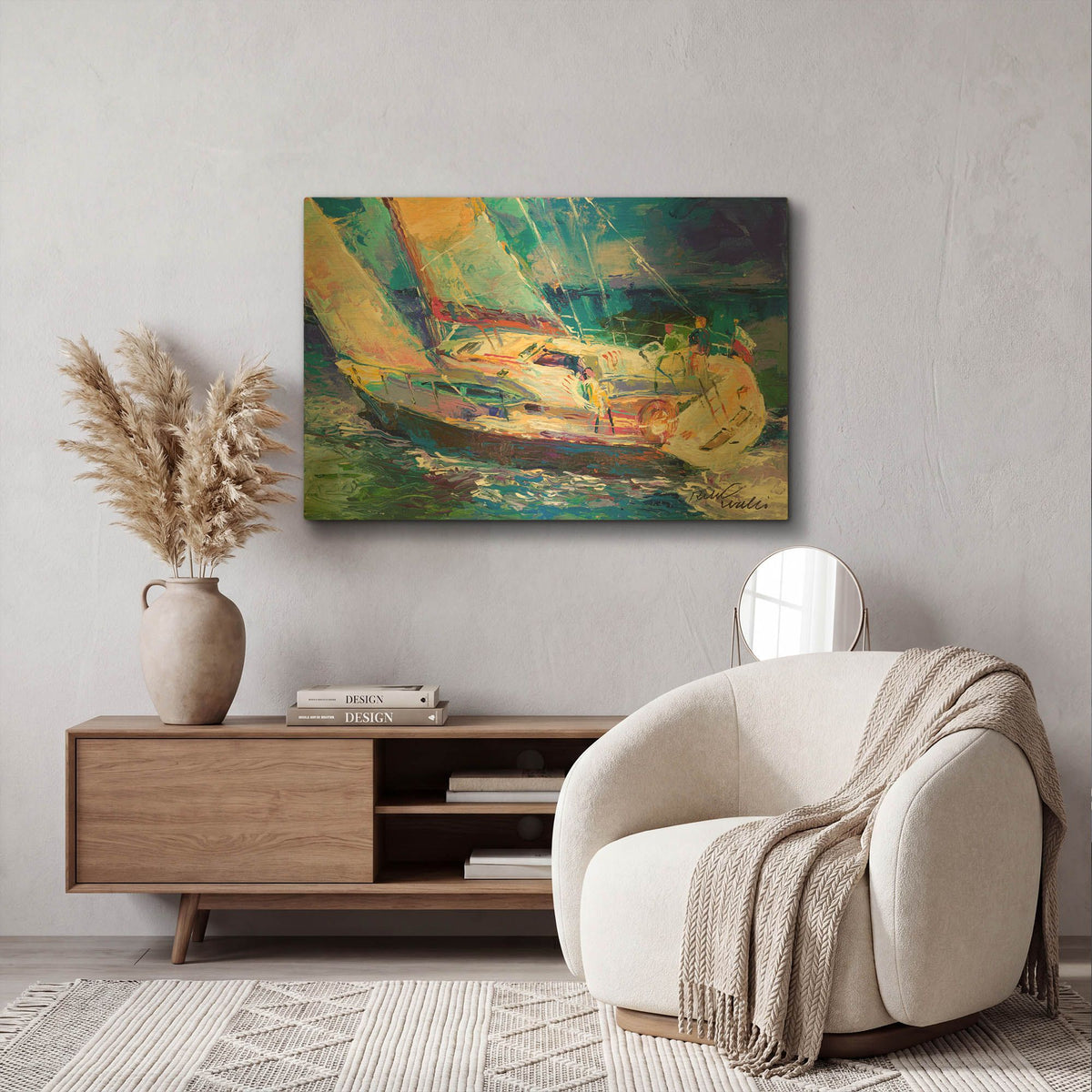 'Sailboat 2' By Richard Wallich Gold Metal Wall Art