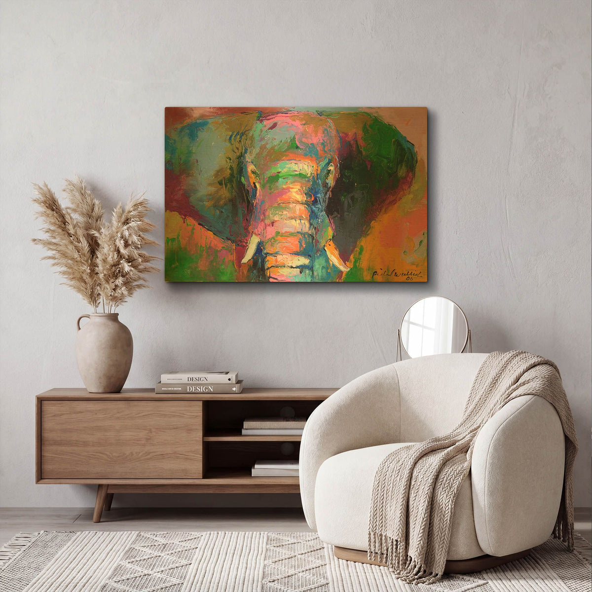 'Elephant 2' By Richard Wallich Gold Metal Wall Art
