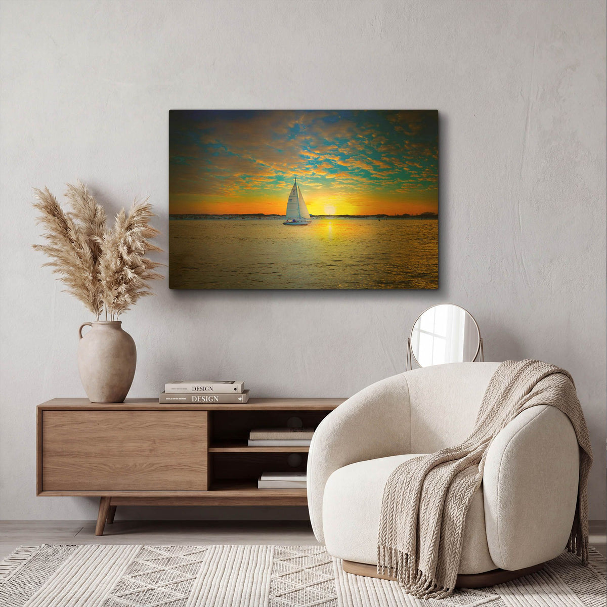 'Destin Sunset Sailing East Pass' By Ezra Tanner Gold Metal Wall Art