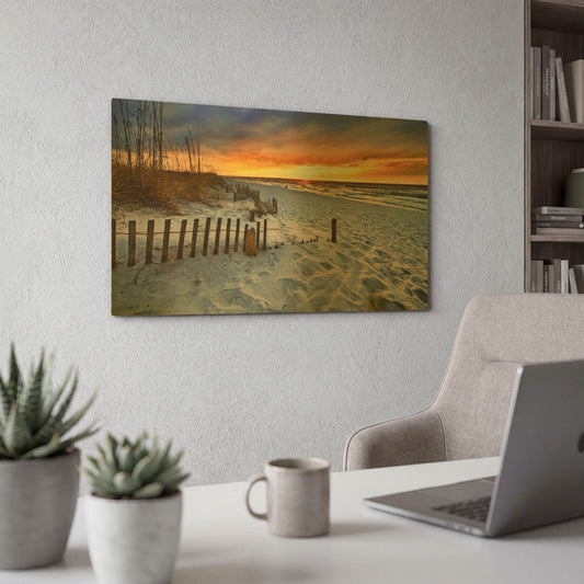 'Burning Sunrise Print Sunset Landscape' By Ezra Tanner Gold Metal Wall Art