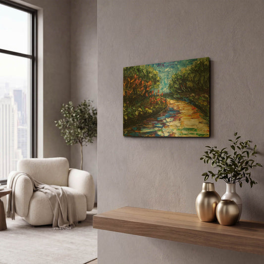 'Palette Knife Landscape' By Lena Owens Gold Metal Wall Art