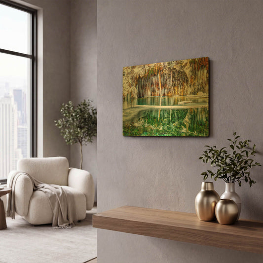 'Serene Chill - Hanging Lake Colorado' By Lena Owens Gold Metal Wall Art