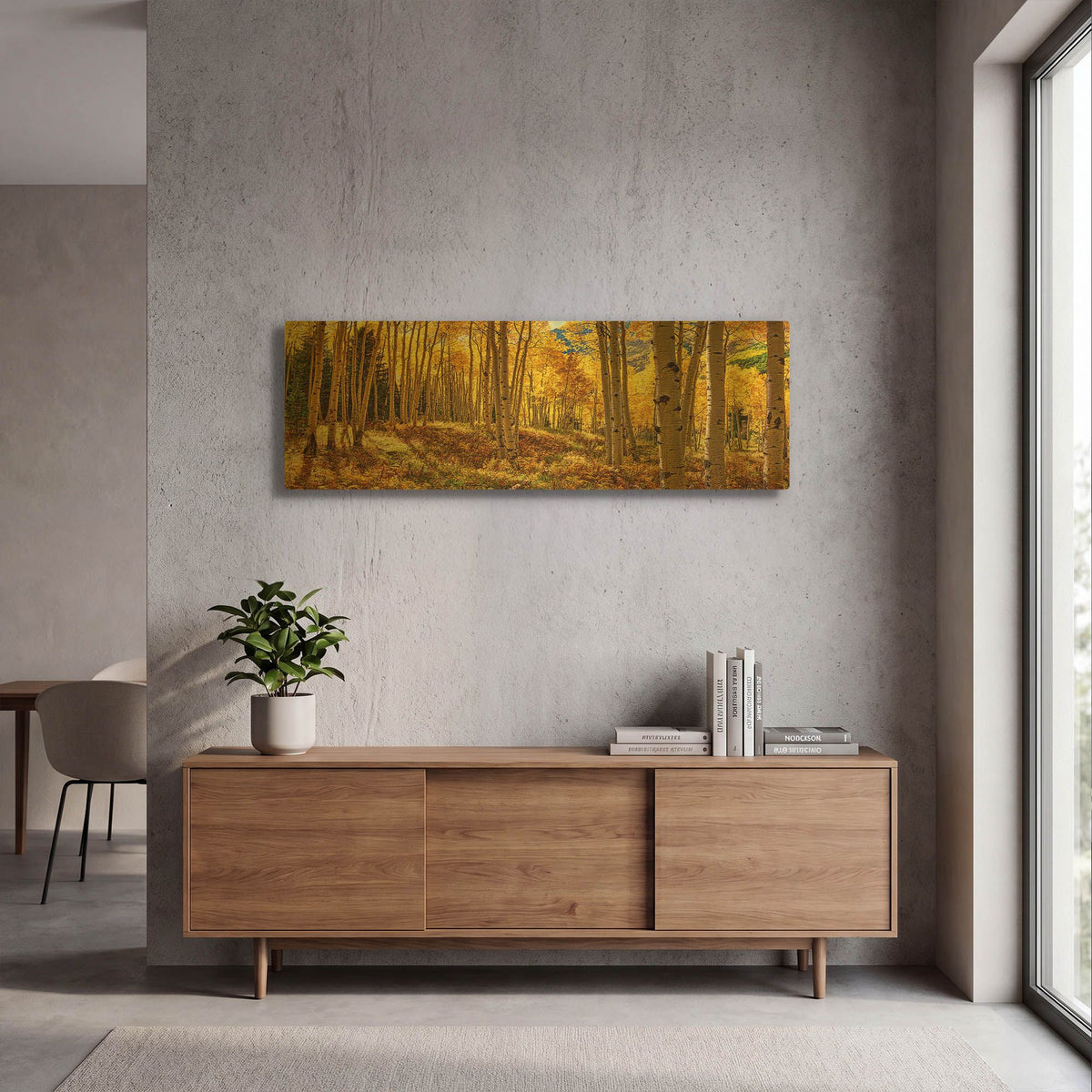 'Autumn Aspen Forest Colorado Panorama' By Lena Owens Gold Metal Wall Art