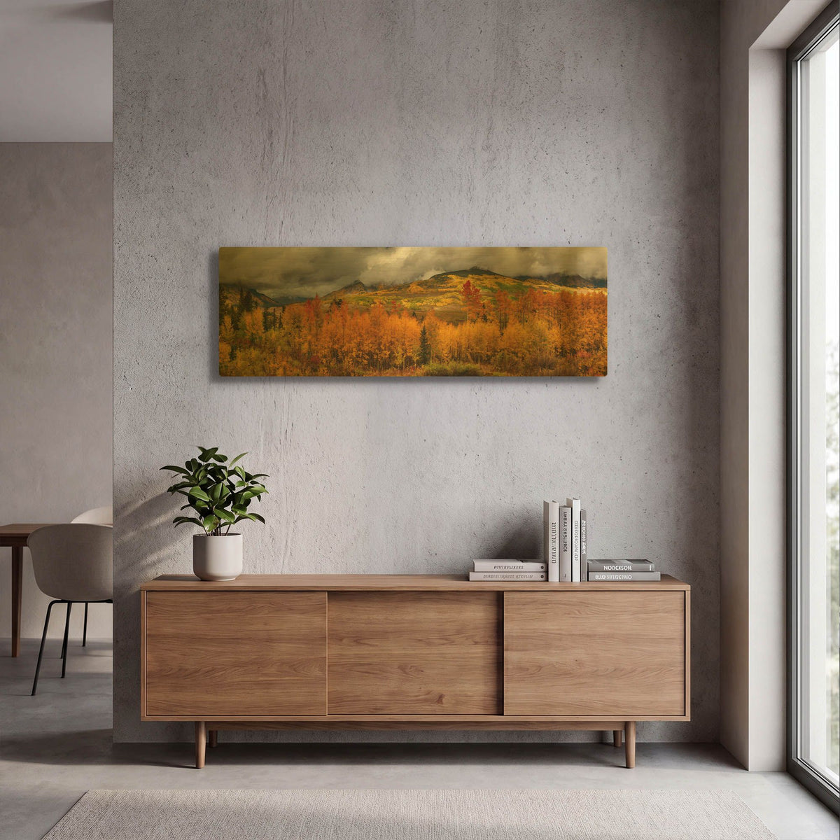 'Autumn Colors At Sunset in Crested Butte Panorama' By Lena Owens Gold Metal Wall Art