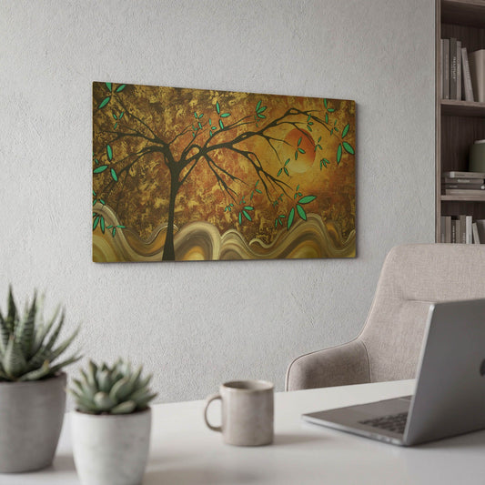 'Apricot Moon' By Megan Duncanson Gold Metal Wall Art
