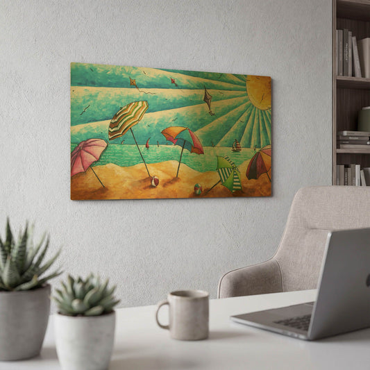 'Beach Life I' By Megan Duncanson Gold Metal Wall Art
