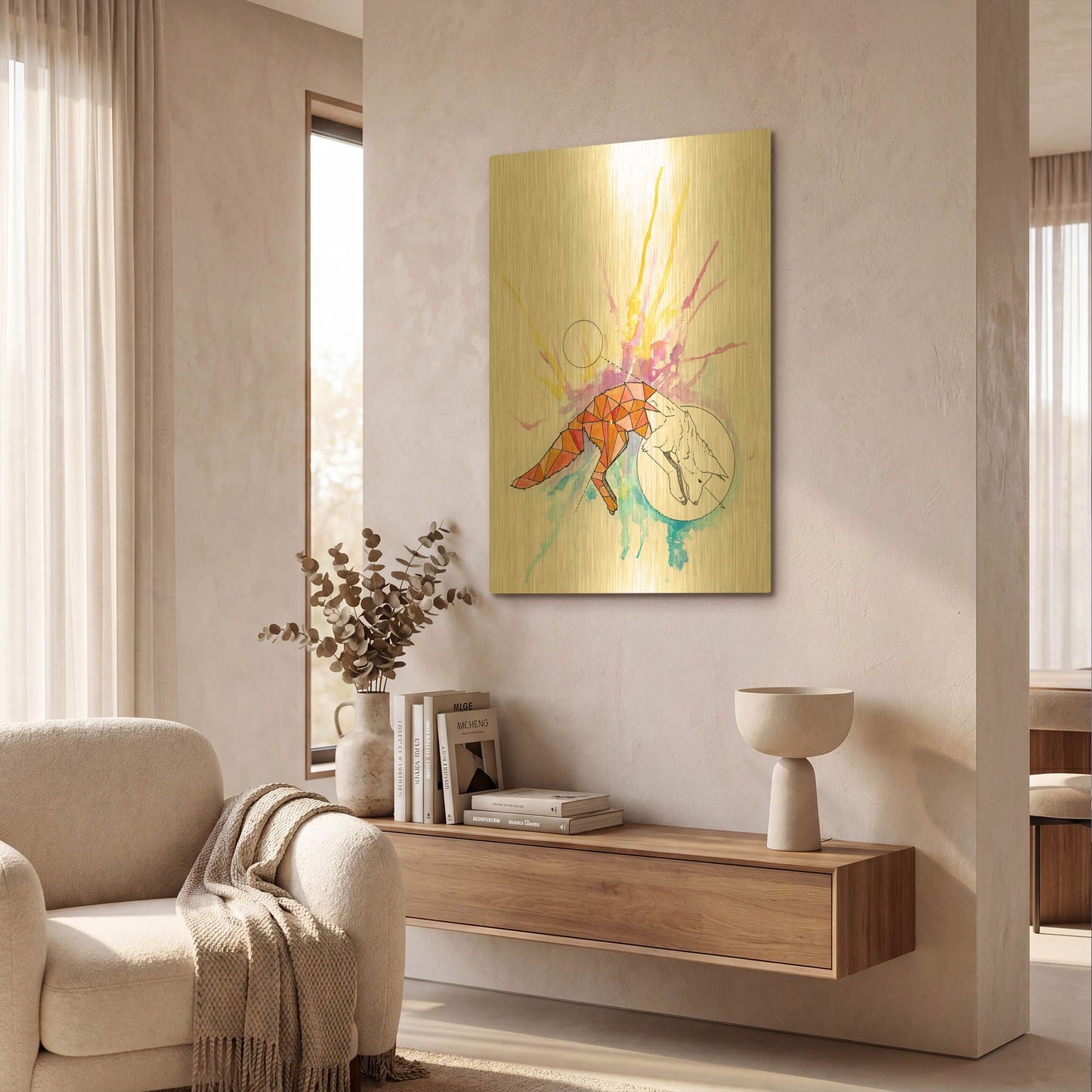'fox' By Craig Snodgrass Gold Metal Wall Art