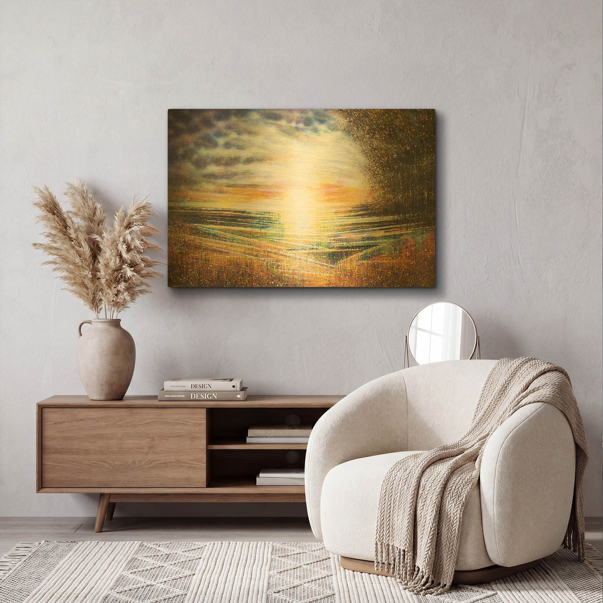 'Meadow at Sunset' By Marc Todd Gold Metal Wall Art